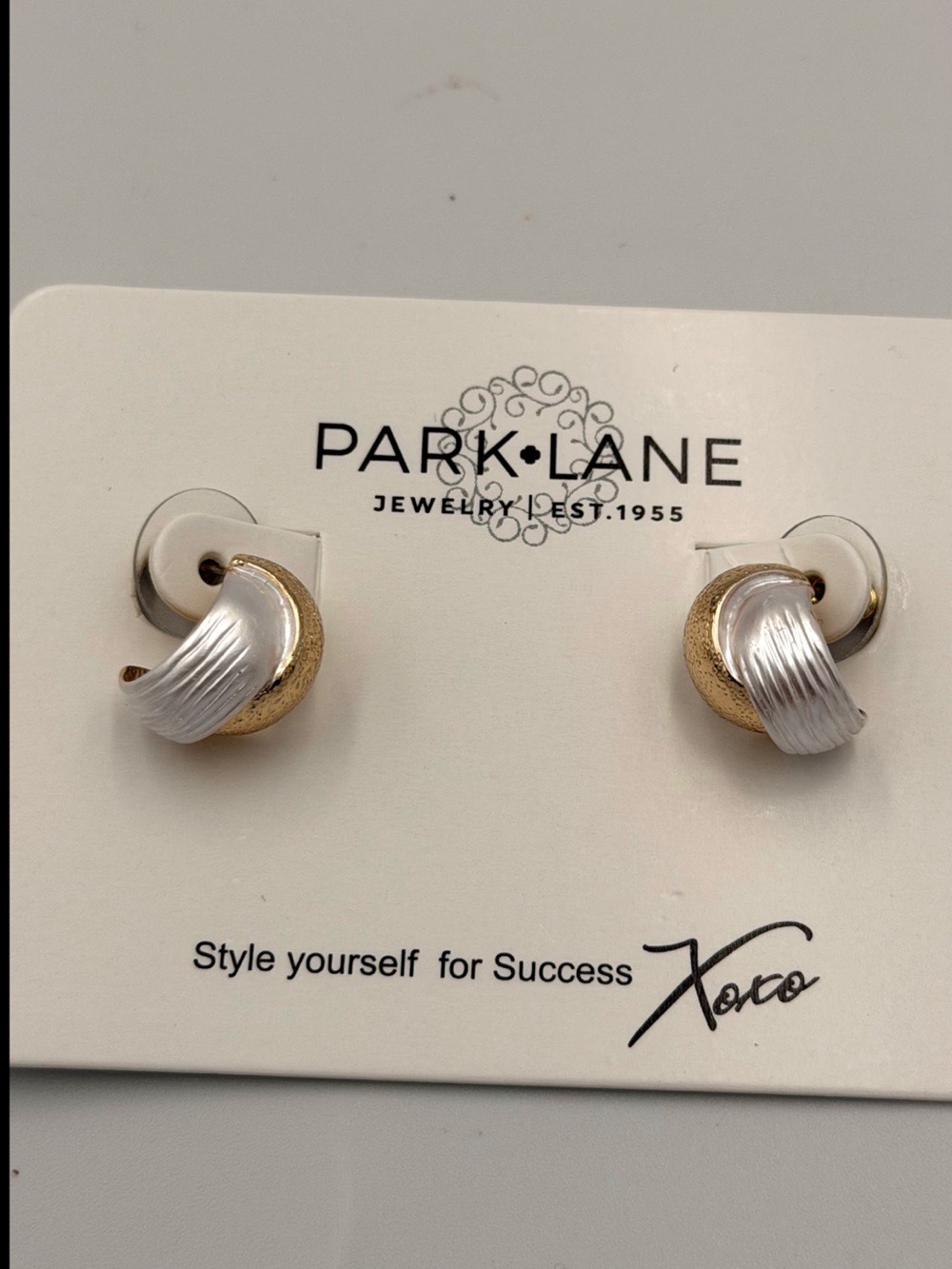 Park Lane Gold and Silver Twisted Knot Stud Earrings 2641